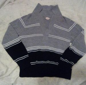 Int Ladies Garment Sportswear Gray Black and White Collared Sweater Size Large